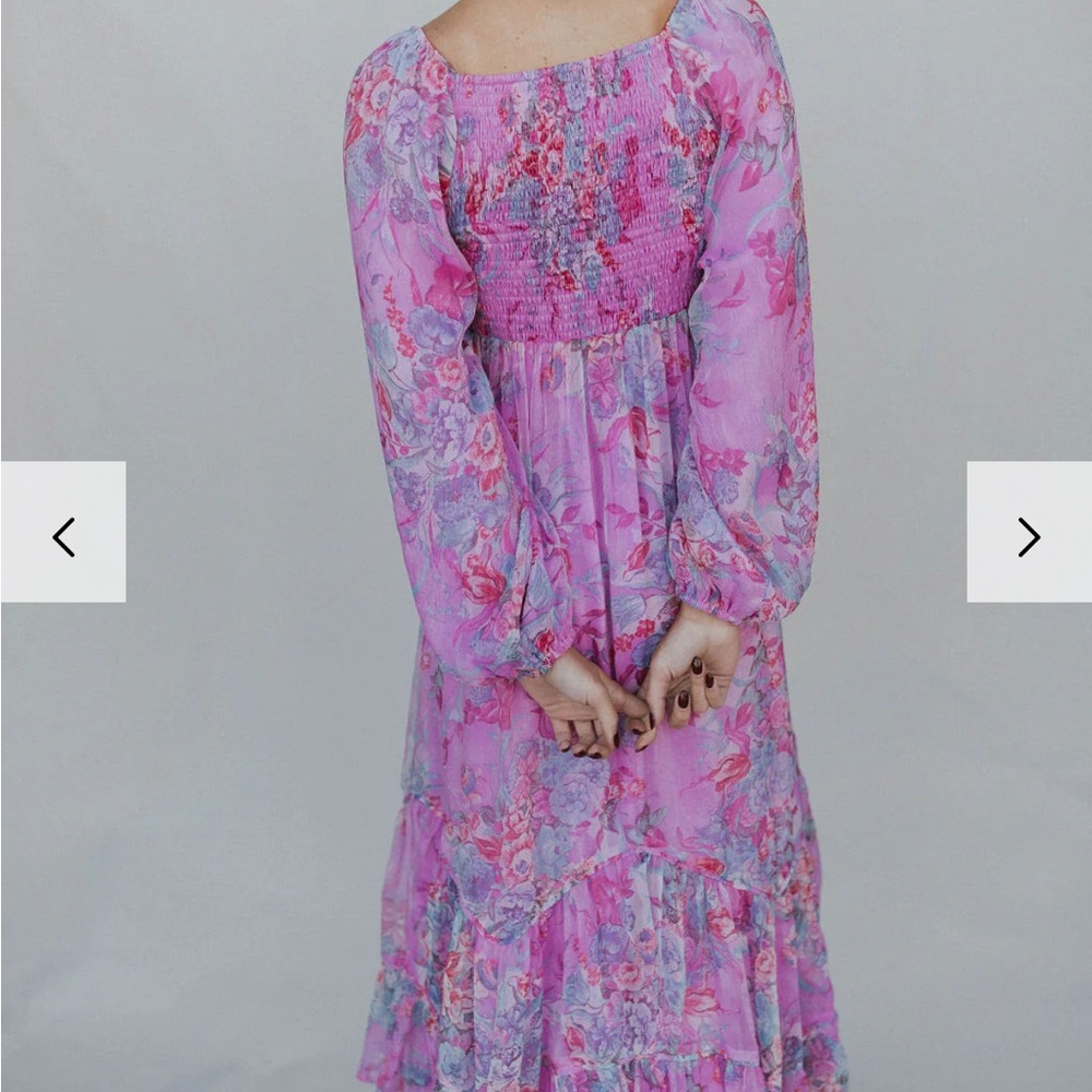 Boutique Purple Floral Midi Dress - Picture 2 of 3